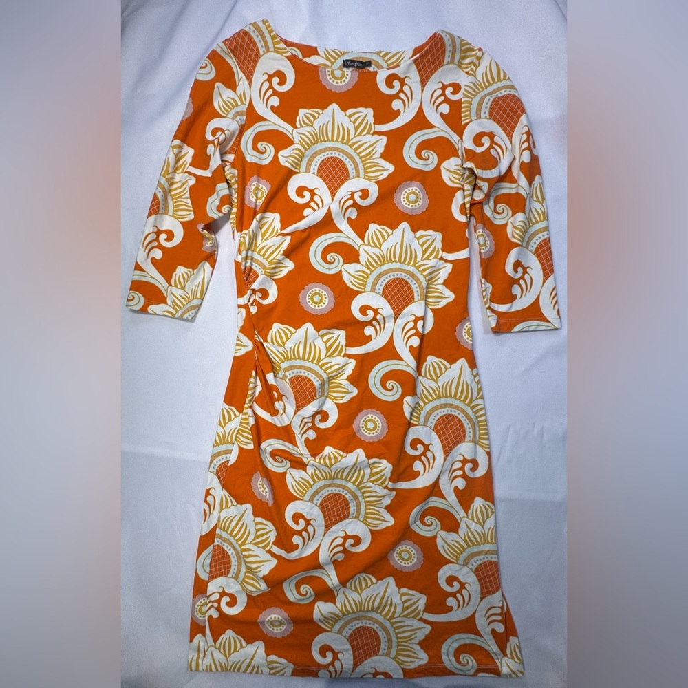 J.McLaughlin Orange Floral Print Shift Dress - Size S